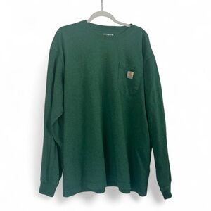 Carhartt Green Long Sleeve Pocket Tee Shirt Loose Fit XL‎